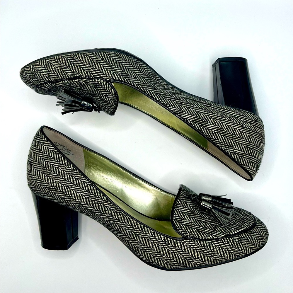 Anne Klein Farley Heels in Black and White Herringbone, Women's size 7.5M